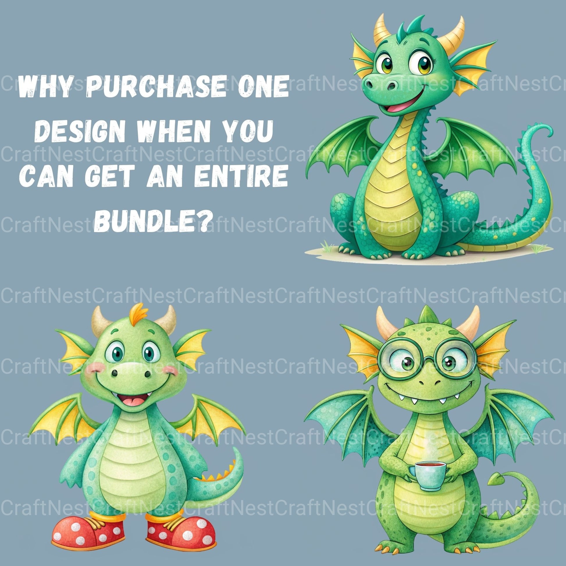 Cute Dragons Clipart Bundle - CraftNest - Digital Crafting and Art