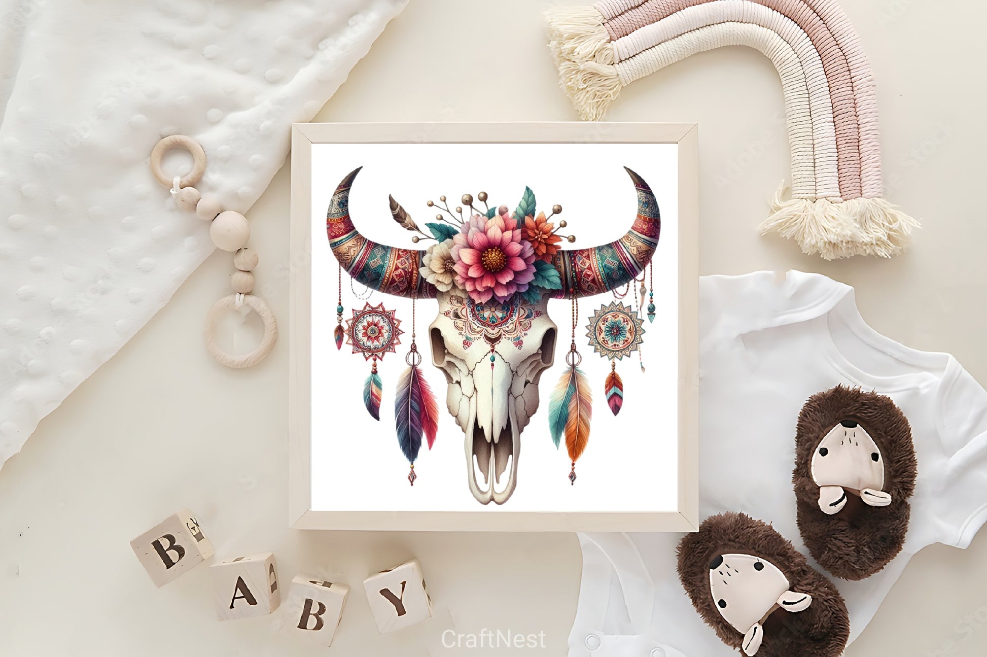 Boho Bull Skull Clipart Bundle - CraftNest - Digital Crafting and Art