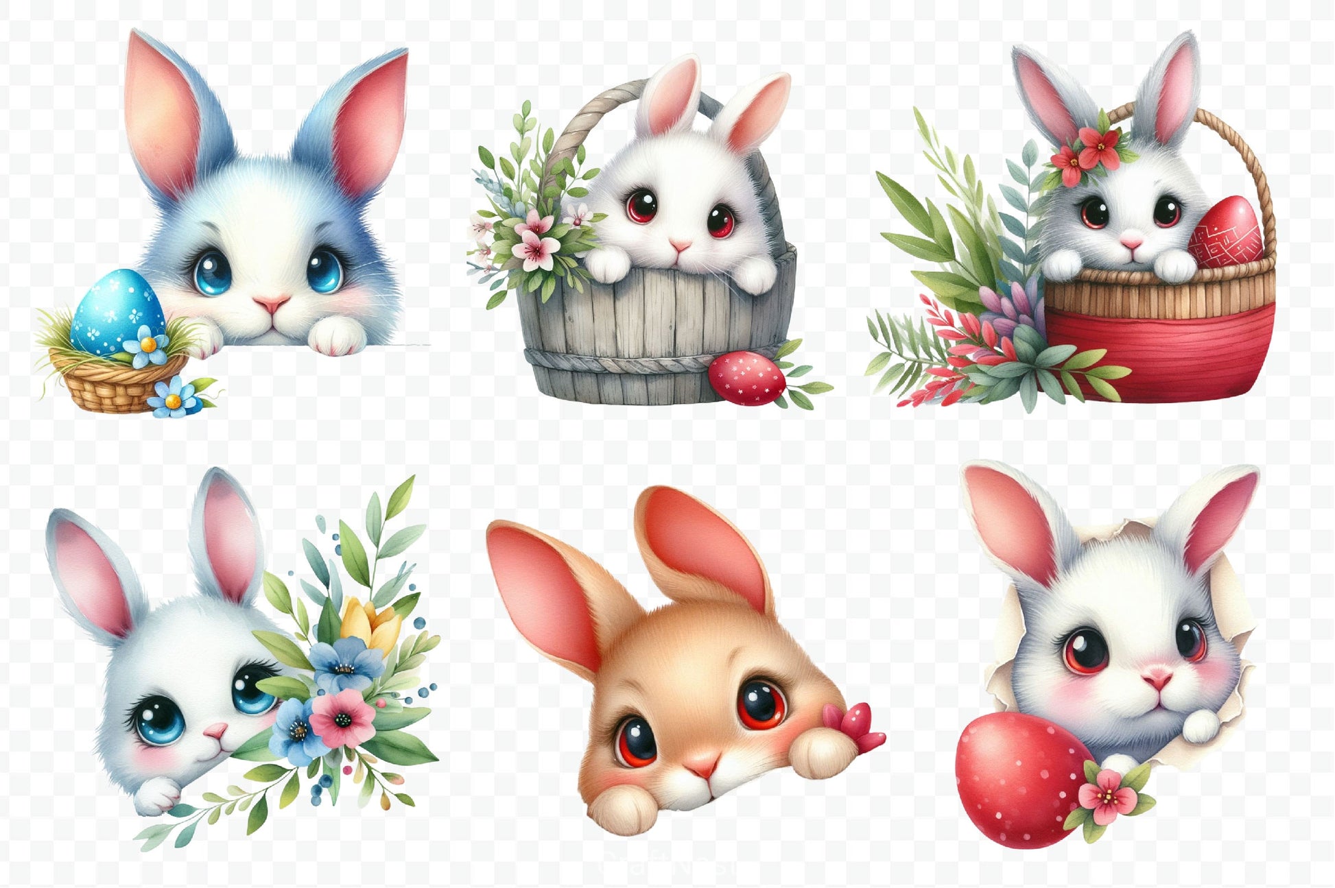 Easter Bunny Peeking Clipart Bundle 2 - CraftNest - Digital Crafting and Art
