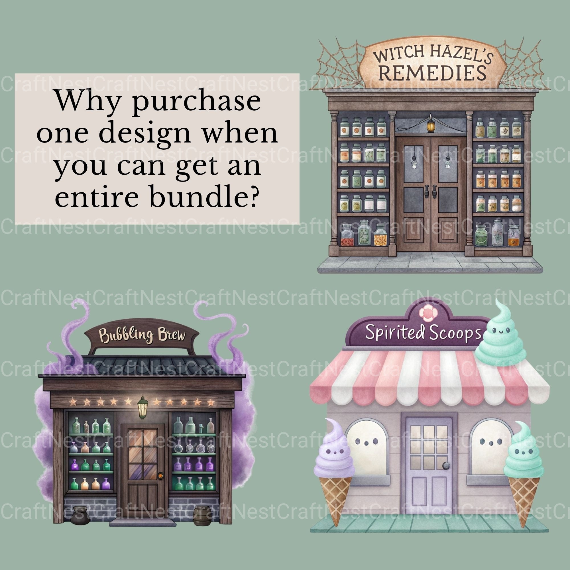 Halloween Shops Clipart Bundle - CraftNest - Digital Crafting and Art