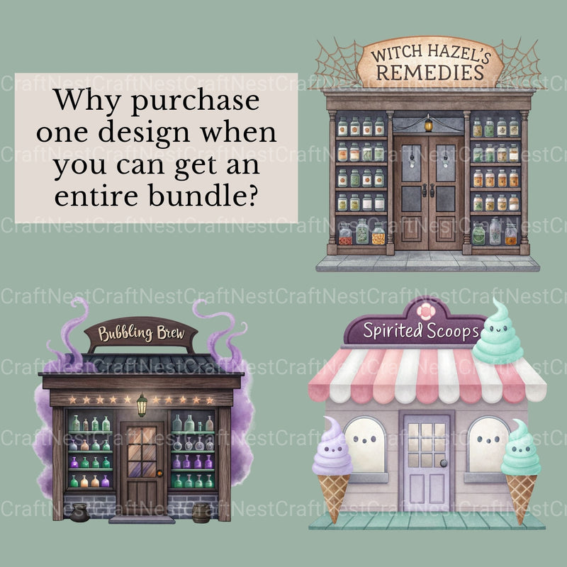 Halloween Shops Clipart Bundle - CraftNest - Digital Crafting and Art