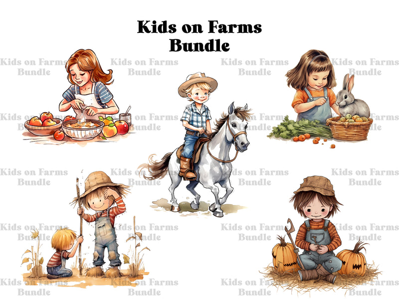 Kids On Farms Clipart - CraftNest