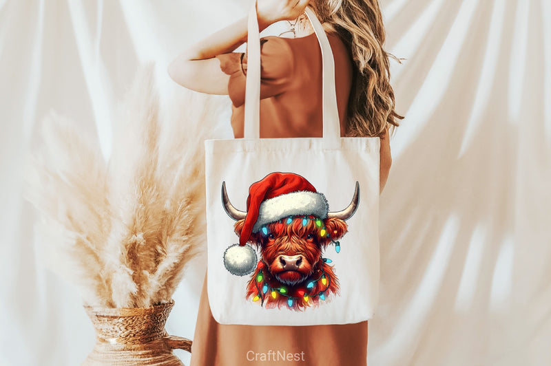 Christmas Highland Cow Clipart Bundle - CraftNest - Digital Crafting and Art