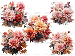 Fall Dahlias Clipart - CraftNest