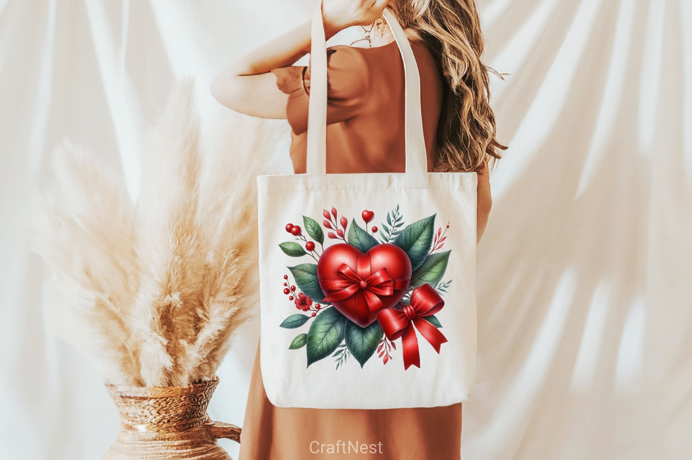 Valentine's Red Heart Bow Clipart Bundle - CraftNest - Digital Crafting and Art