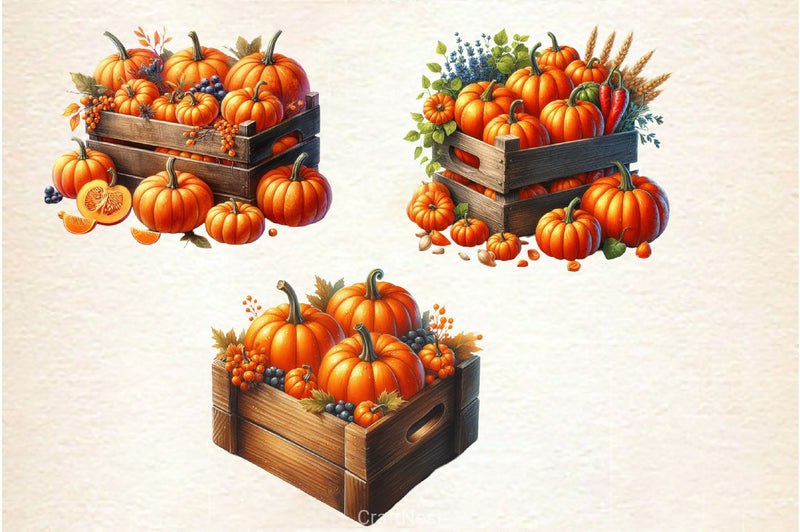 Pumpkin Wooden Box Clipart Bundle - CraftNest - Digital Crafting and Art