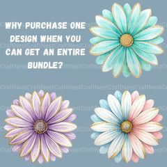 Daisies Glitter Clipart Bundle - CraftNest - Digital Crafting and Art