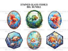 Stained Glass Fishes Clipart - CraftNest