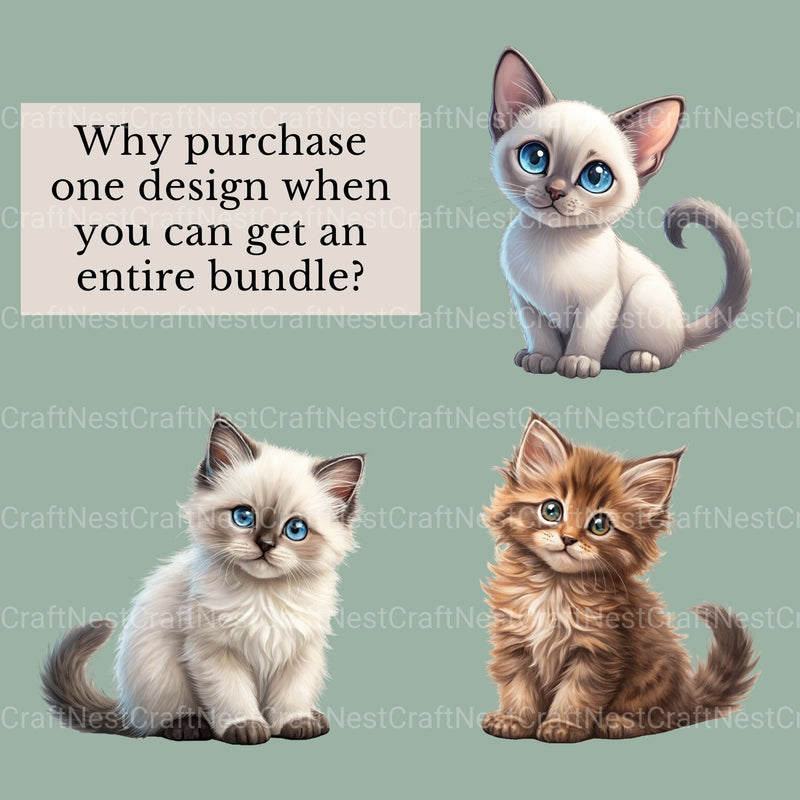 Kittens Clipart Bundle 4 - CraftNest - Digital Crafting and Art