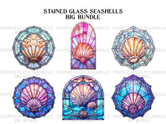 Stained Glass Seashells Clipart - CraftNest