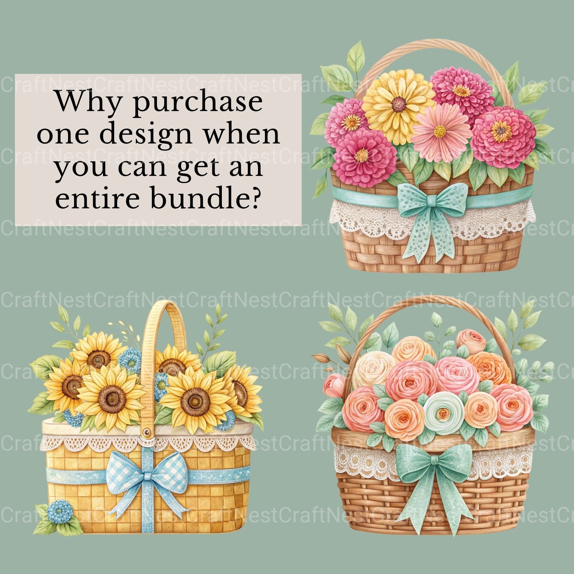 Flower Baskets Clipart Bundle - CraftNest - Digital Crafting and Art