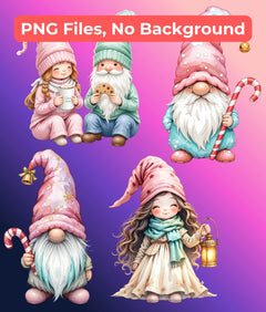 Pastel Christmas Gnomes Clipart Bundle - CraftNest - Digital Crafting and Art