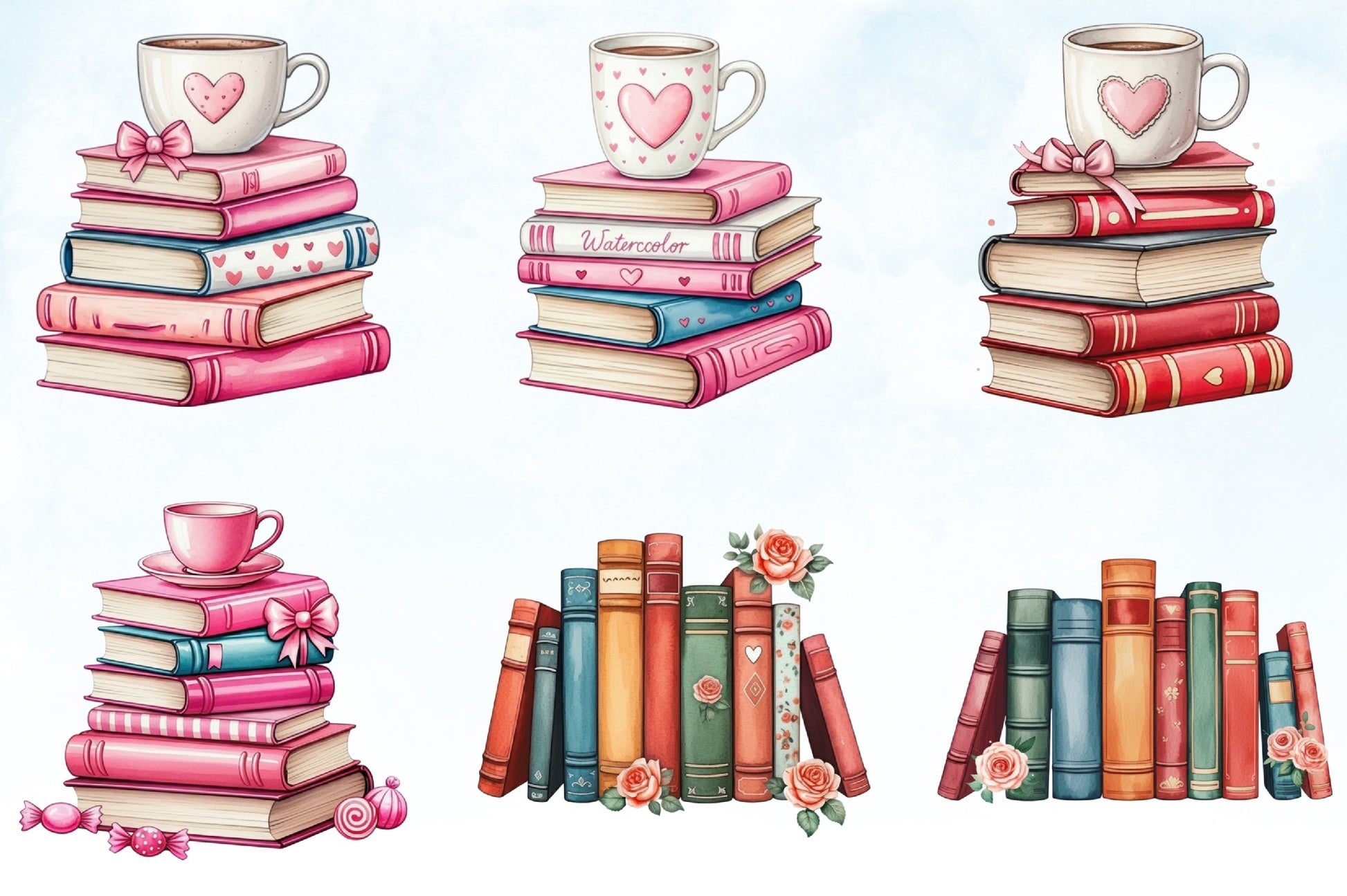 Retro Book Valentine Clipart Bundle - CraftNest - Digital Crafting and Art