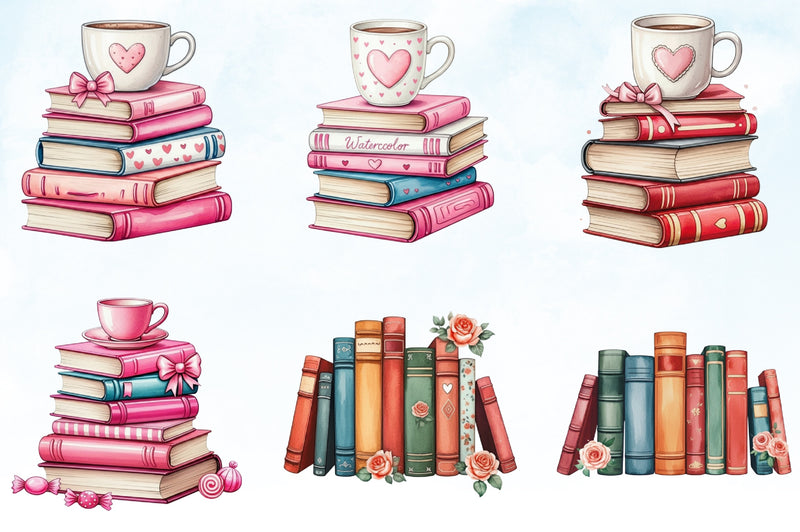 Retro Book Valentine Clipart Bundle - CraftNest - Digital Crafting and Art
