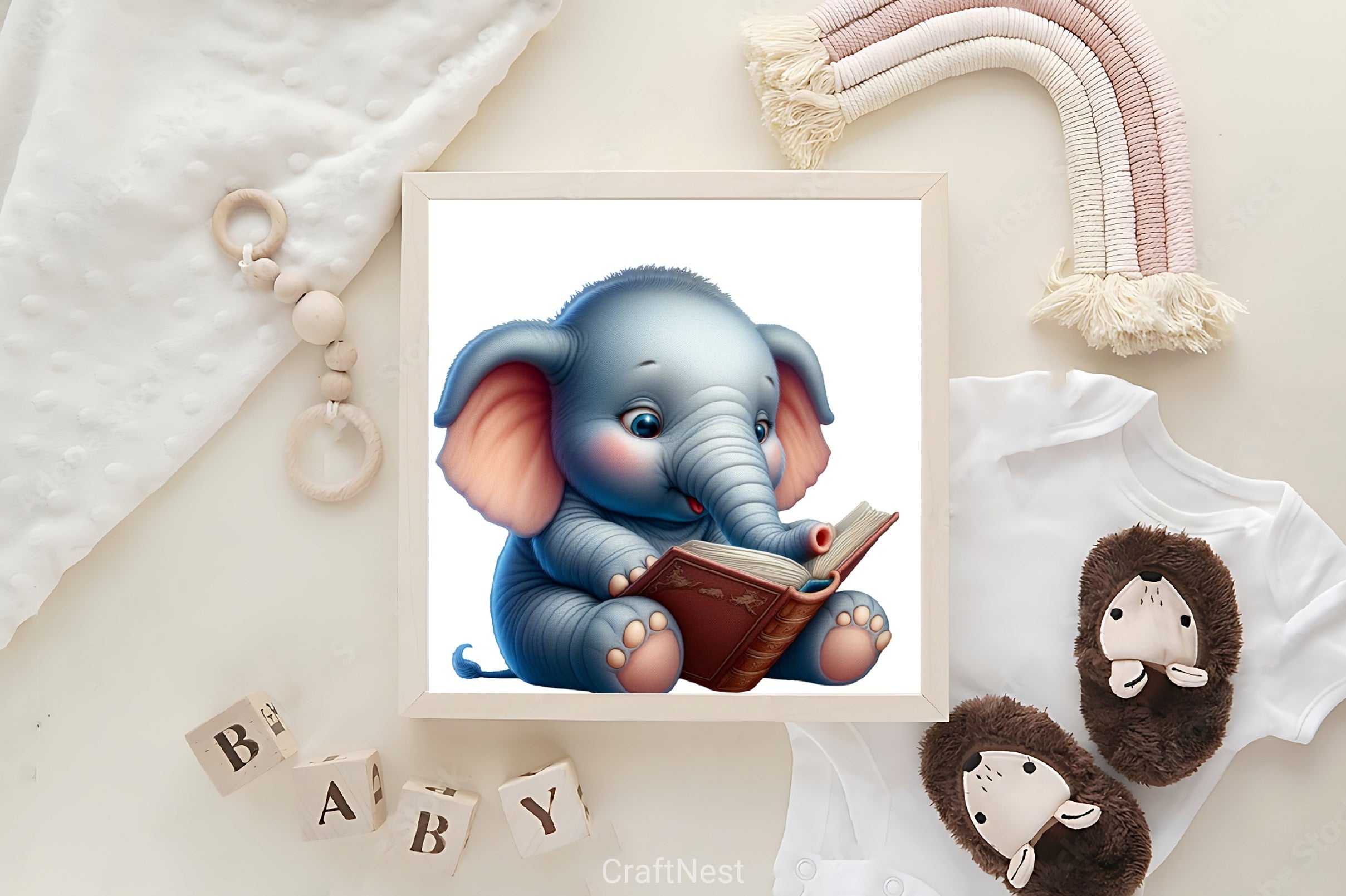Elephant Reading Clipart Bundle - CraftNest - Digital Crafting and Art