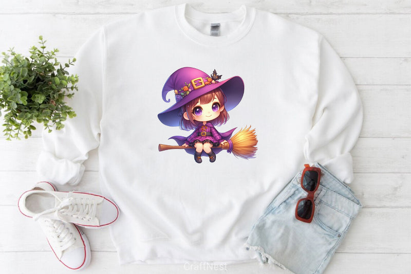 Cute Witch Halloween Clipart Bundle - CraftNest - Digital Crafting and Art