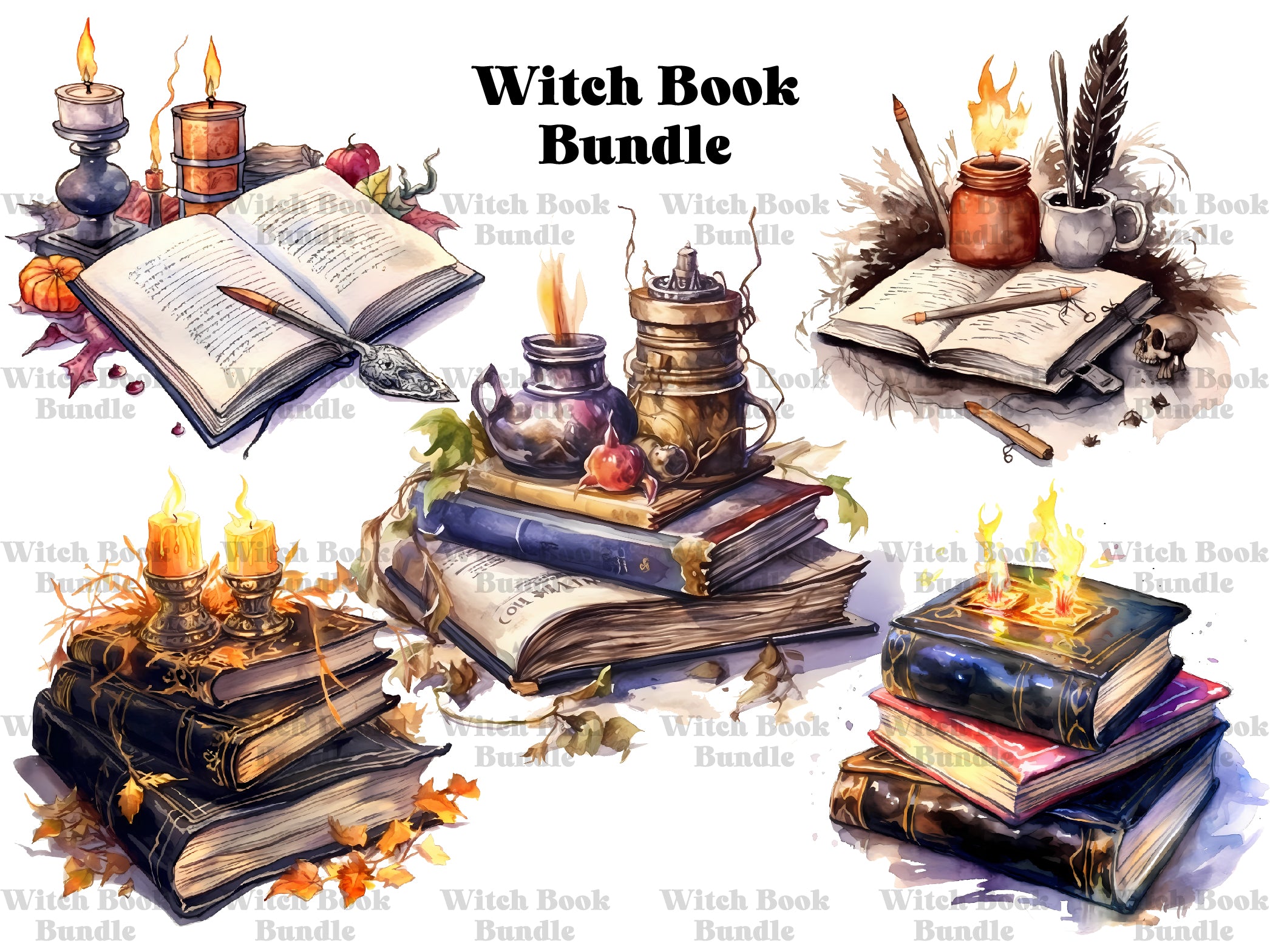 Witch Spell Books Clipart - CraftNest