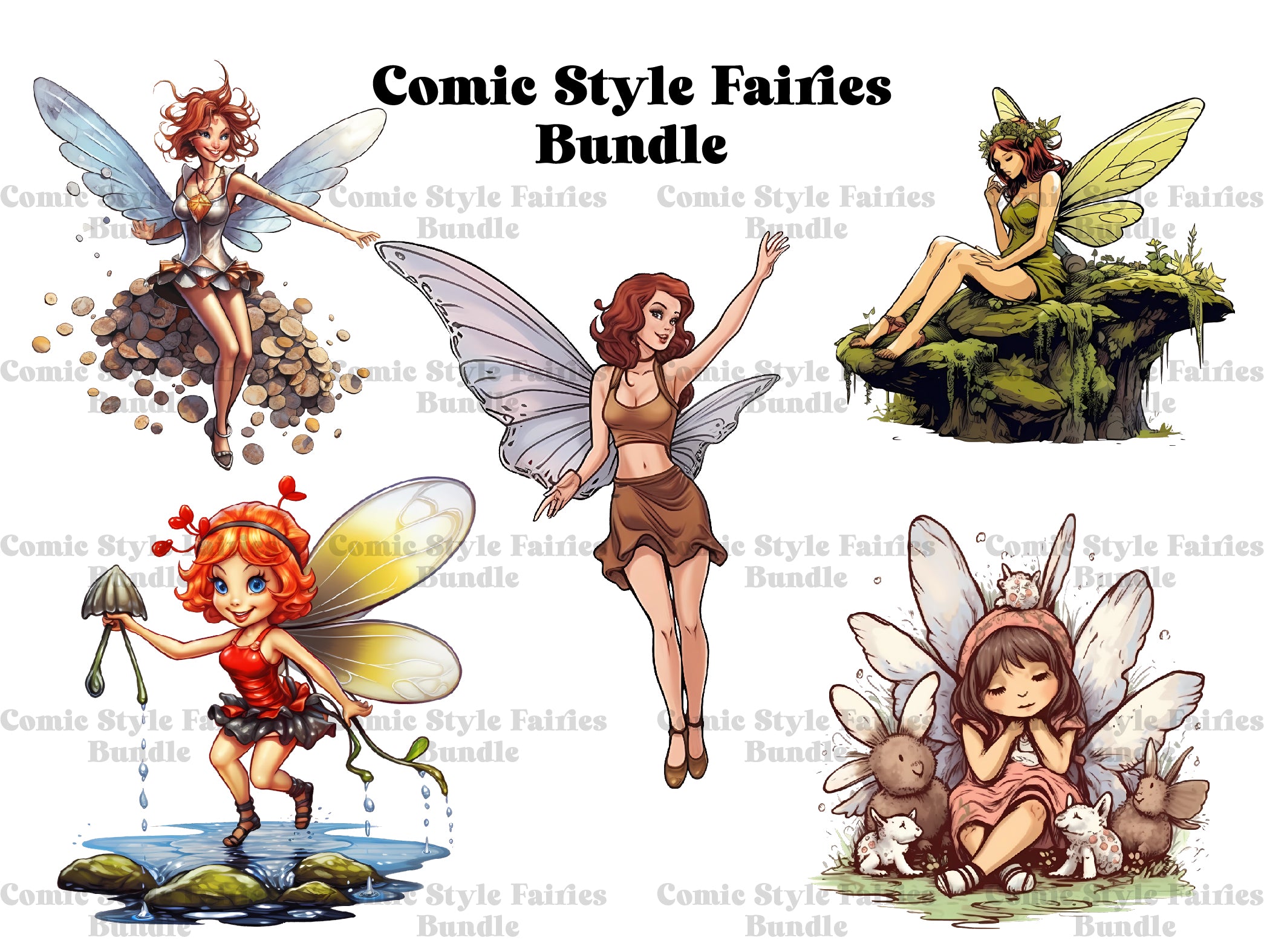 Comic Style Fairies Clipart - CraftNest