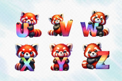 Cute Red Panda Alphabet Clipart Bundle - CraftNest - Digital Crafting and Art