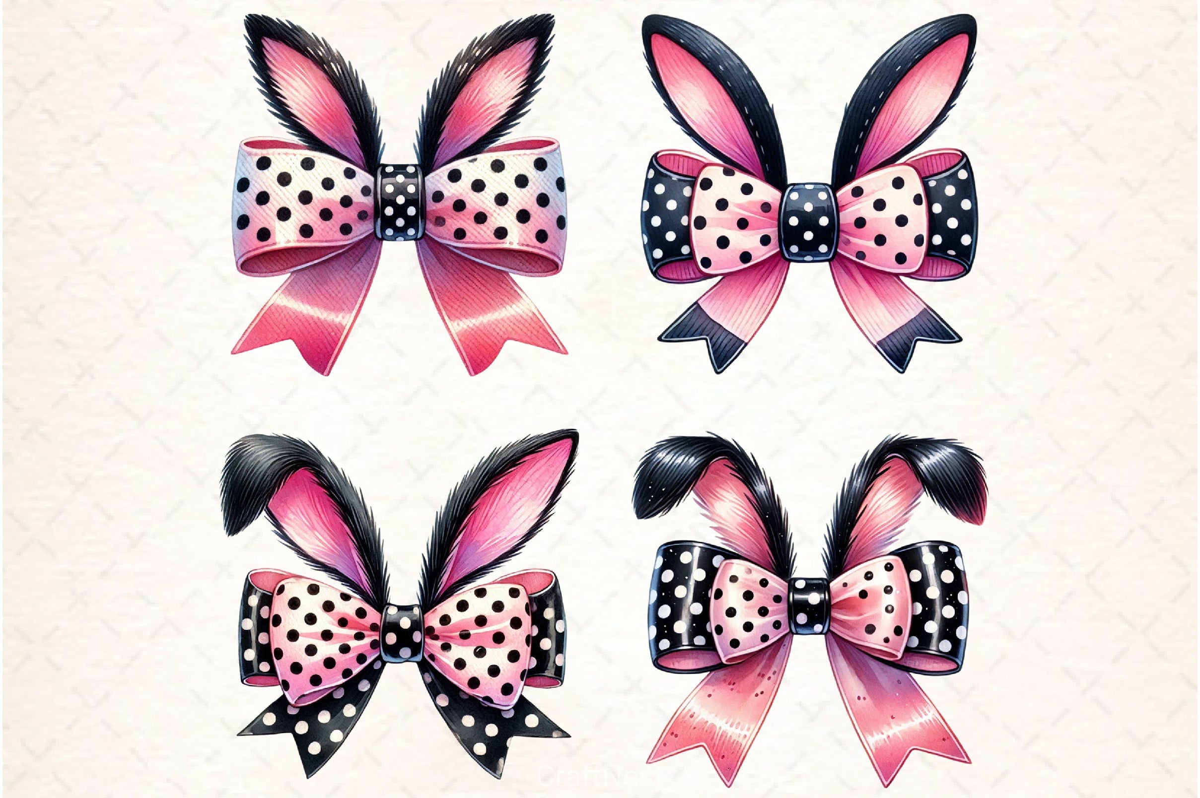 Easter Bunny Bow Clipart Bundle 2 - CraftNest - Digital Crafting and Art