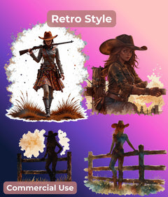 Cowgirl Silhouette Clipart Bundle - CraftNest - Digital Crafting and Art