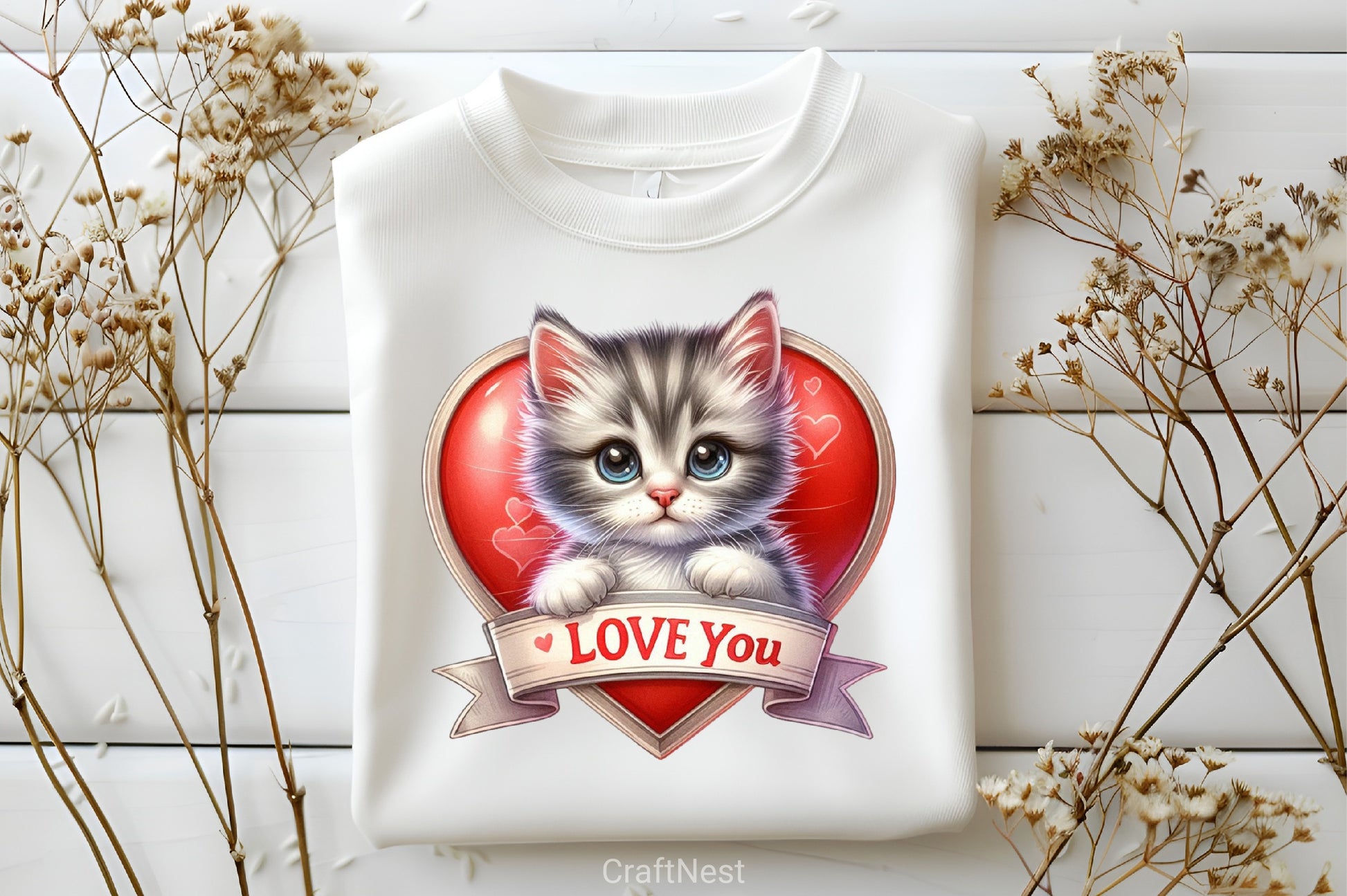 Love You Cat Valentine's Day Clipart Bundle 8 - CraftNest - Digital Crafting and Art