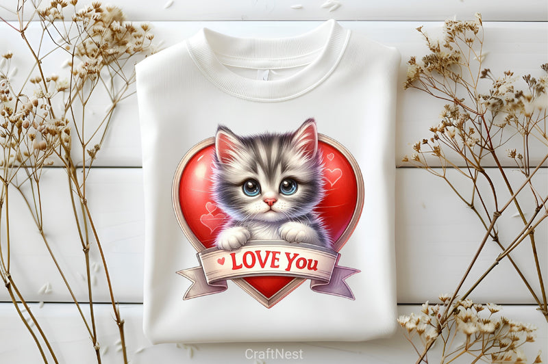 Love You Cat Valentine's Day Clipart Bundle 8 - CraftNest - Digital Crafting and Art