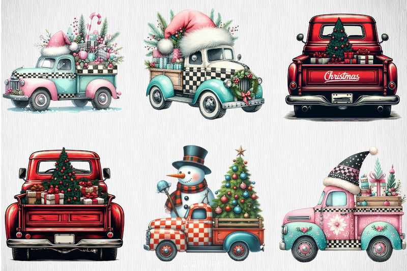 Merry Christmas Truck Clipart Bundle - CraftNest - Digital Crafting and Art