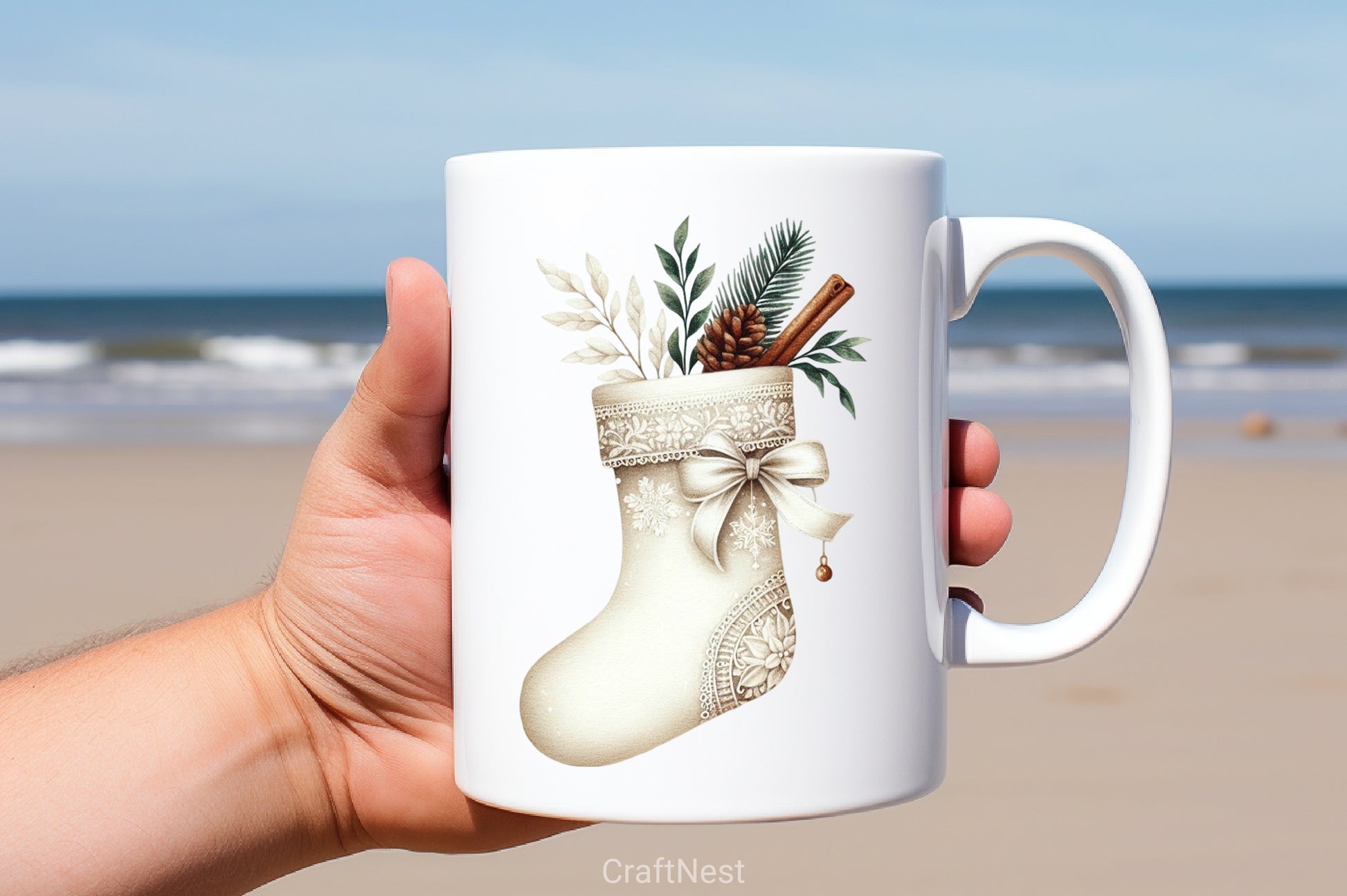 White Chic Christmas Clipart Bundle - CraftNest - Digital Crafting and Art