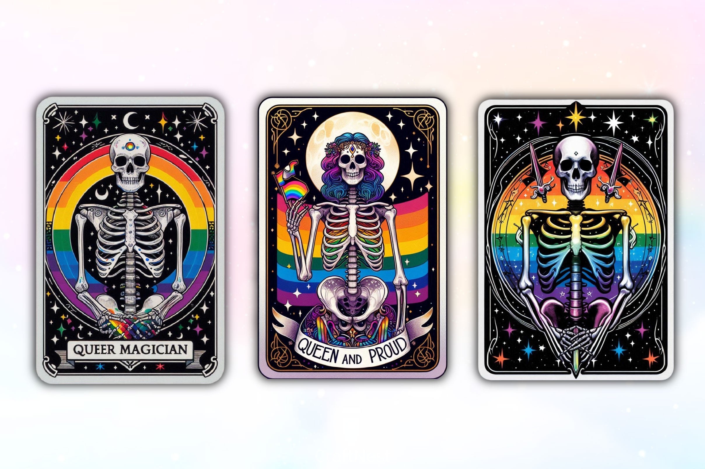 LGBTQ Pride Skeleton Tarot Card Clipart Bundle - CraftNest - Digital Crafting and Art