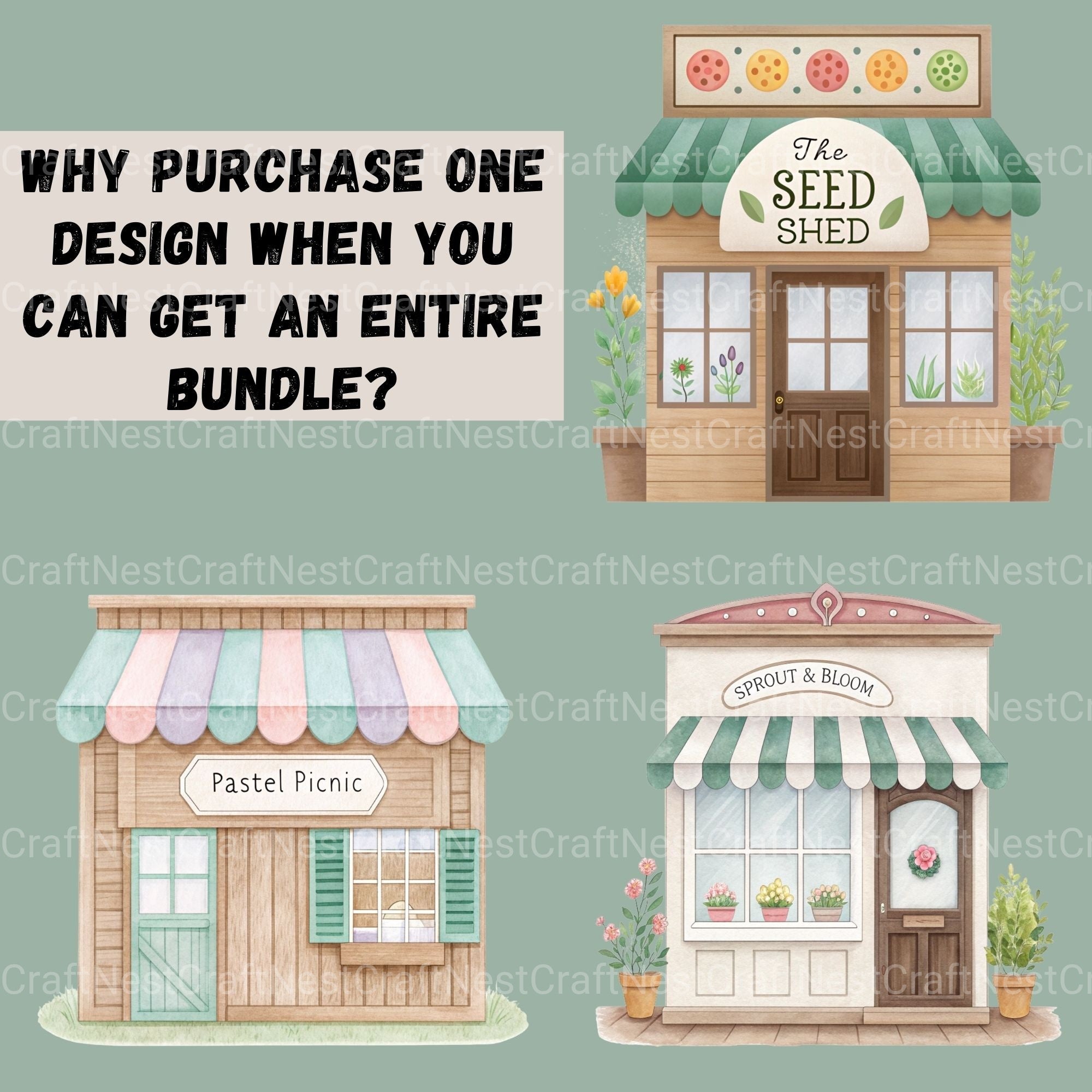Village Shops Spring Clipart Bundle - CraftNest - Digital Crafting and Art