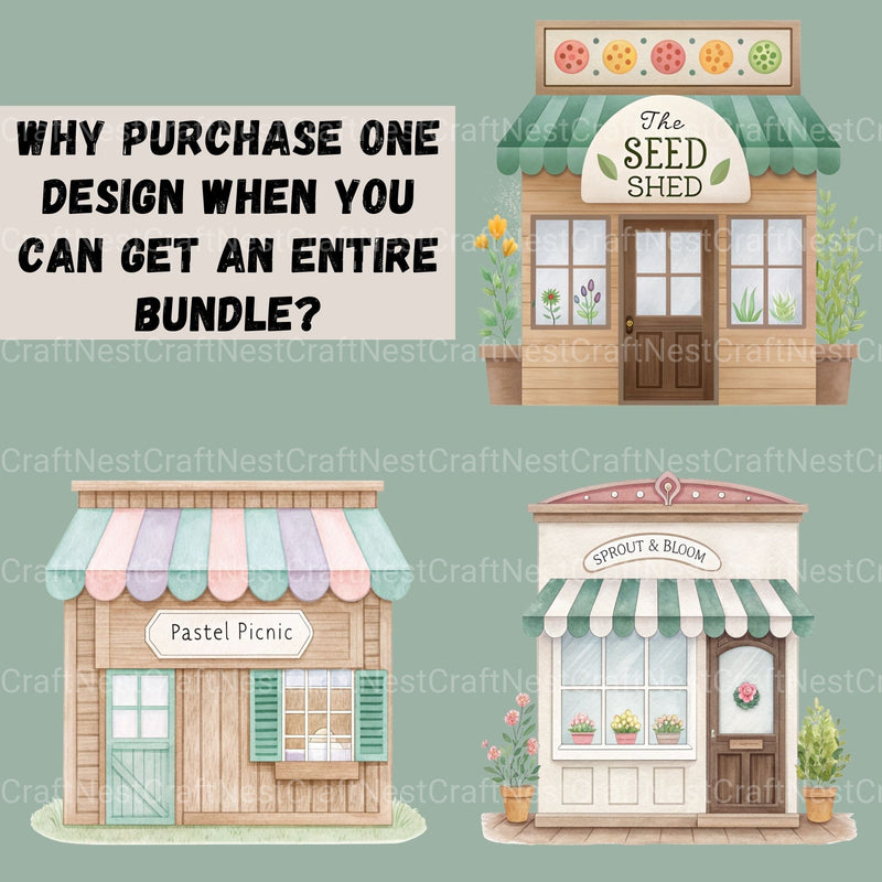 Village Shops Spring Clipart Bundle - CraftNest - Digital Crafting and Art