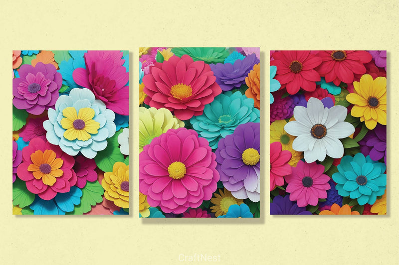 3D Flowers Digital Papers 2 - CraftNest - Digital Crafting and Art