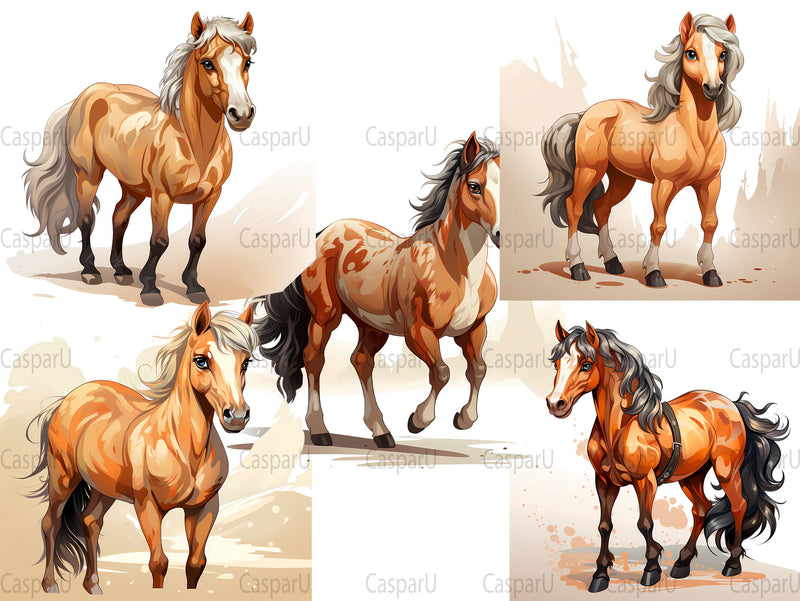 Cute Horses Clipart - CraftNest