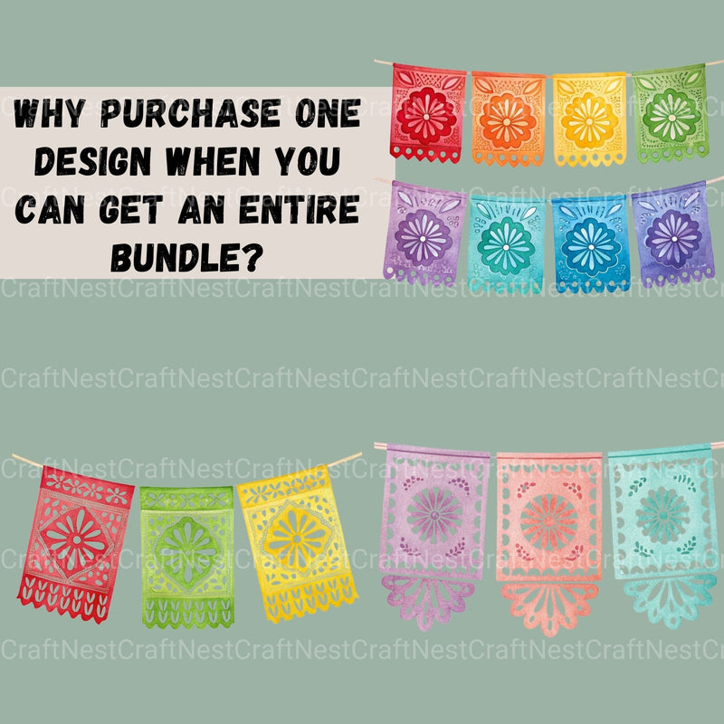 Papel Picado Banners Clipart Bundle - CraftNest - Digital Crafting and Art