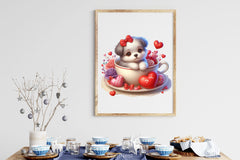Valentine's Day Dog in Tea Cup Clipart Bundle - CraftNest - Digital Crafting and Art