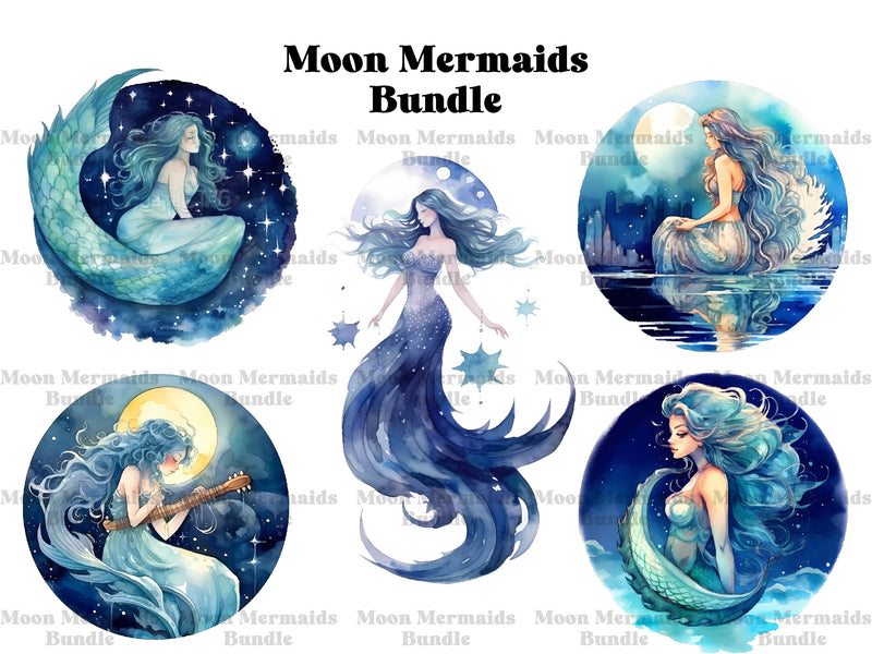 Moon Mermaids Clipart - CraftNest