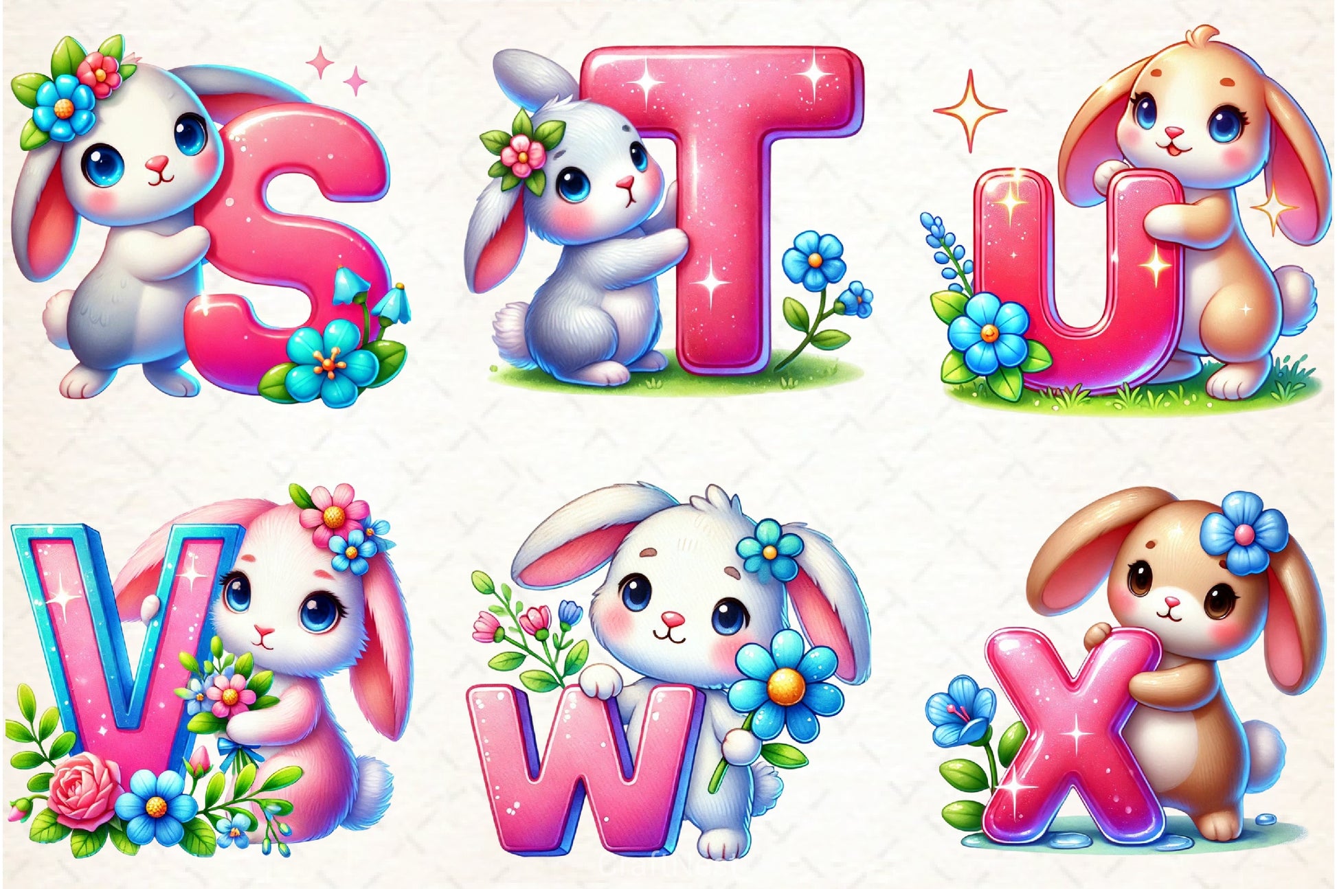 Easter Bunny Alphabet Clipart Bundle 1 - CraftNest - Digital Crafting and Art