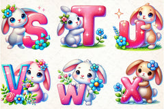 Easter Bunny Alphabet Clipart Bundle 1 - CraftNest - Digital Crafting and Art