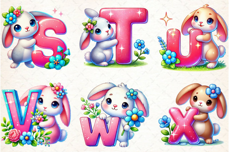 Easter Bunny Alphabet Clipart Bundle 1 - CraftNest - Digital Crafting and Art