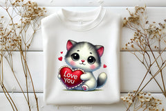 Love You Cat Valentine's Day Clipart Bundle - CraftNest - Digital Crafting and Art