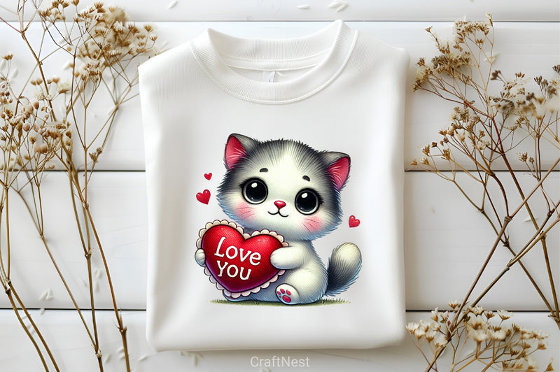 Love You Cat Valentine's Day Clipart Bundle - CraftNest - Digital Crafting and Art