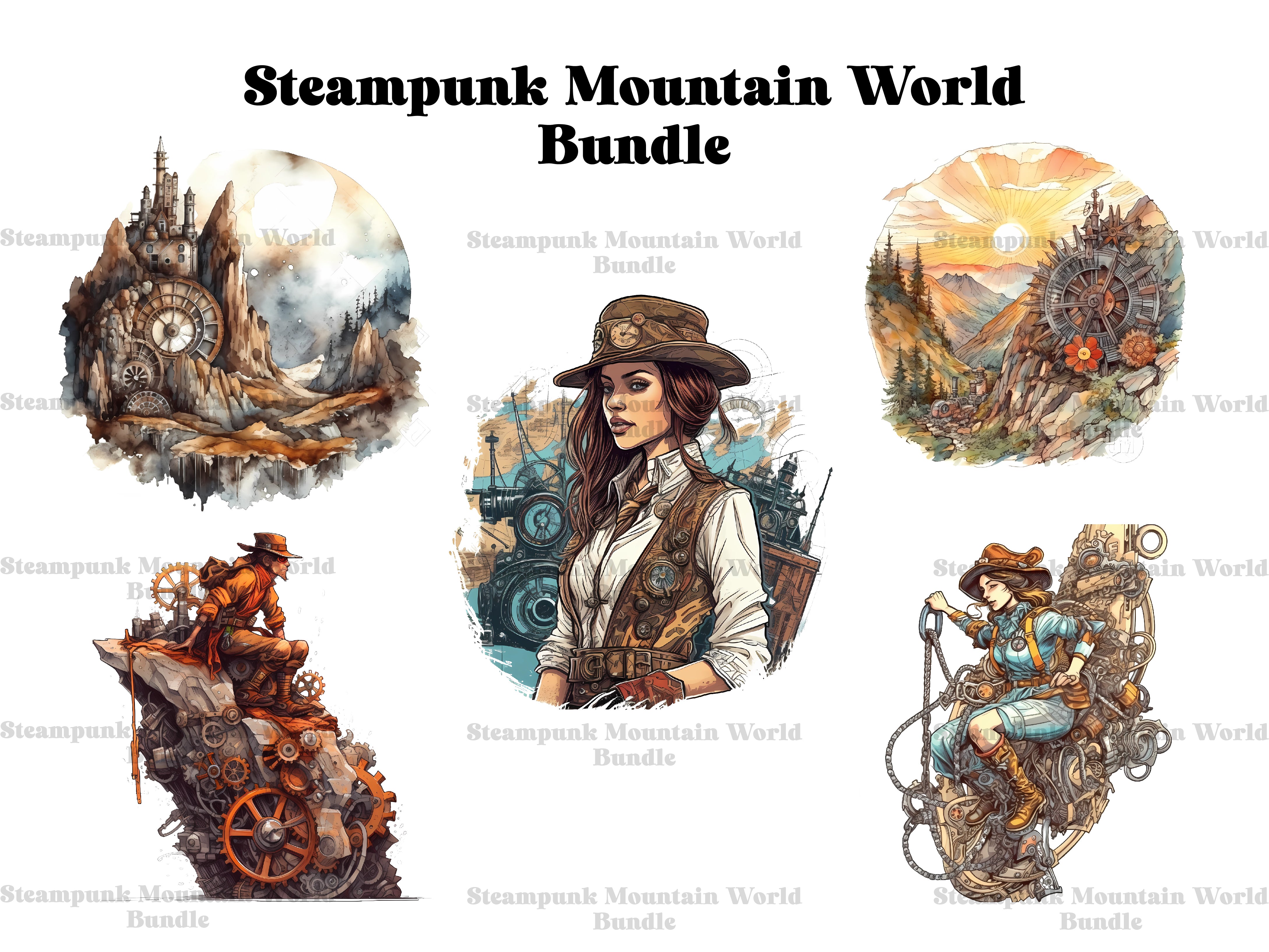 Steampunk Mountain World Clipart - CraftNest