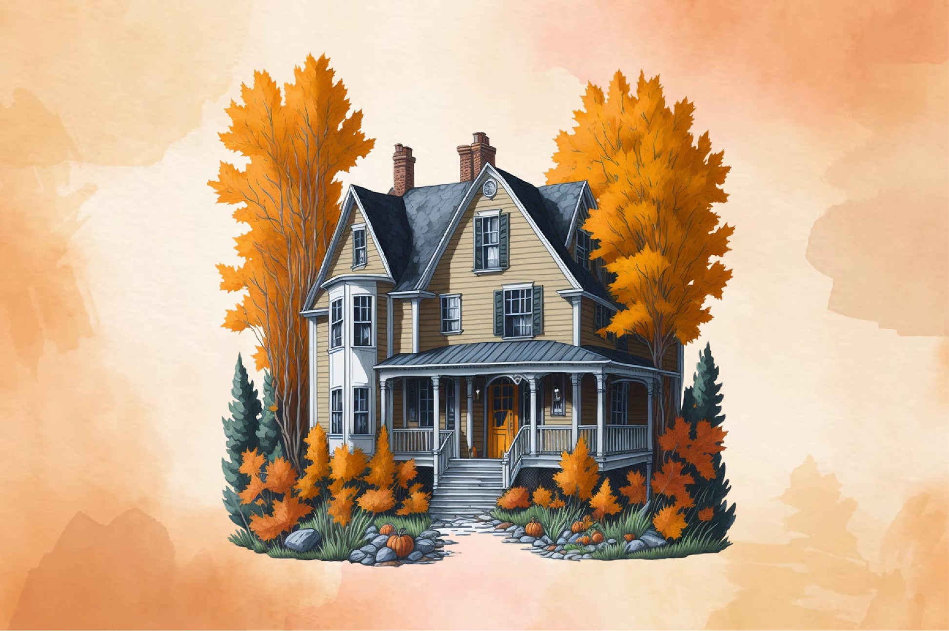 Fall House Clipart Bundle - CraftNest - Digital Crafting and Art