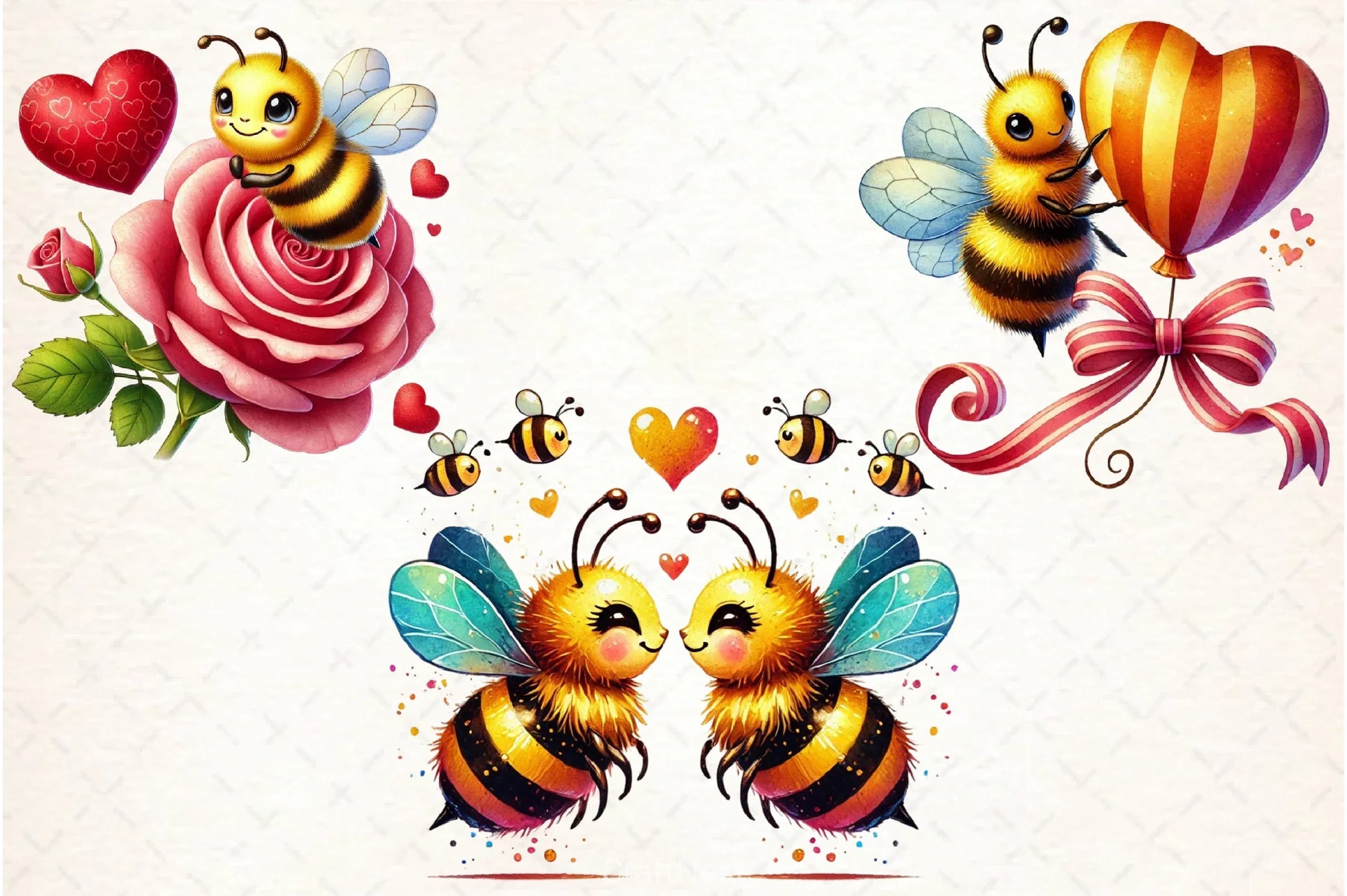 Lovely Bee Valentine's Clipart Bundle - CraftNest - Digital Crafting and Art