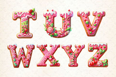 Pink Christmas Gingerbread Alphabet Clipart Bundle 2 - CraftNest - Digital Crafting and Art