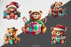 Christmas Teddy Bear Clipart Bundle 2 - CraftNest - Digital Crafting and Art