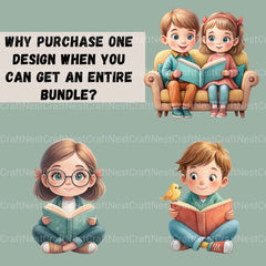 Children Reading Clipart Bundle 1 - CraftNest - Digital Crafting and Art