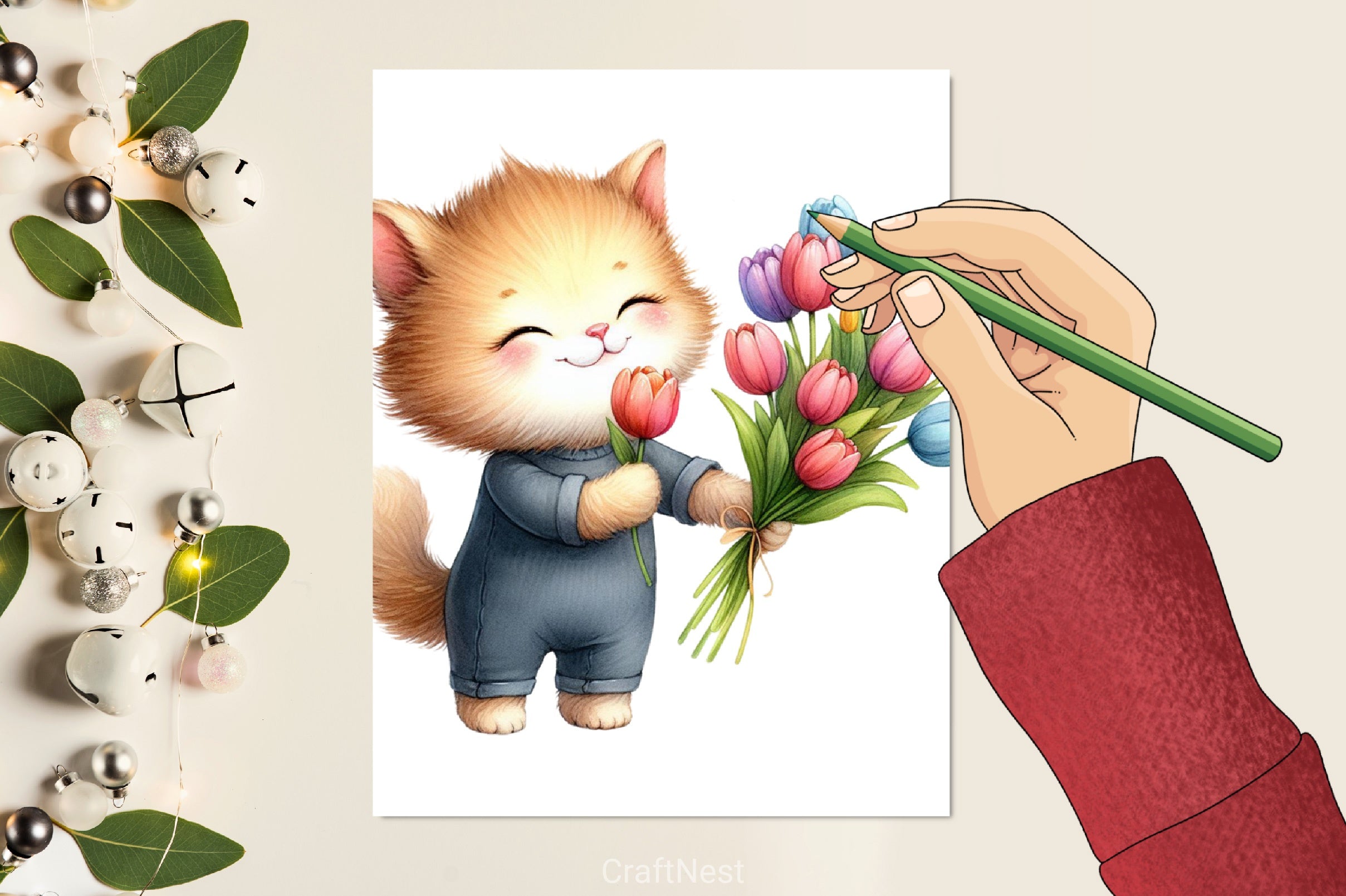 Cat Flower Clipart Bundle - CraftNest - Digital Crafting and Art
