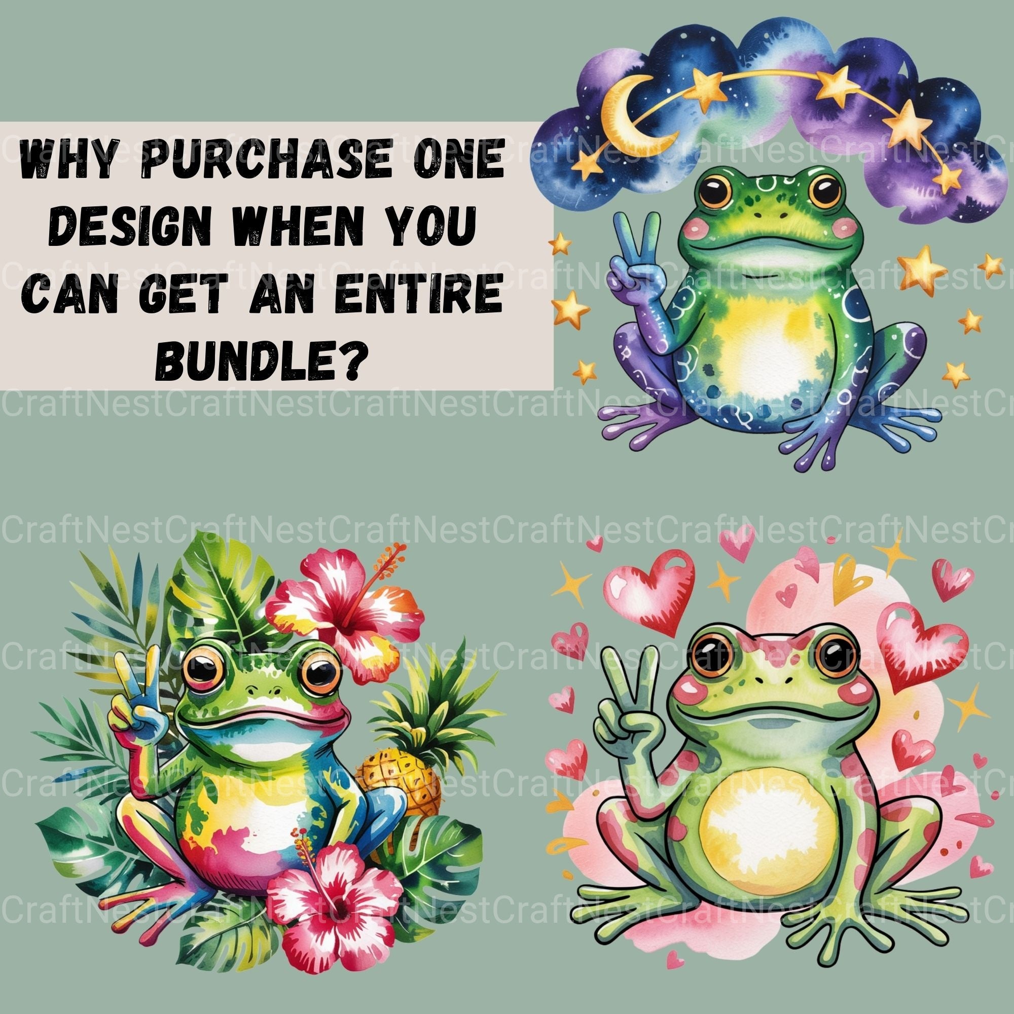 Peace Sign Frogs 18 Clipart Bundle - CraftNest - Digital Crafting and Art